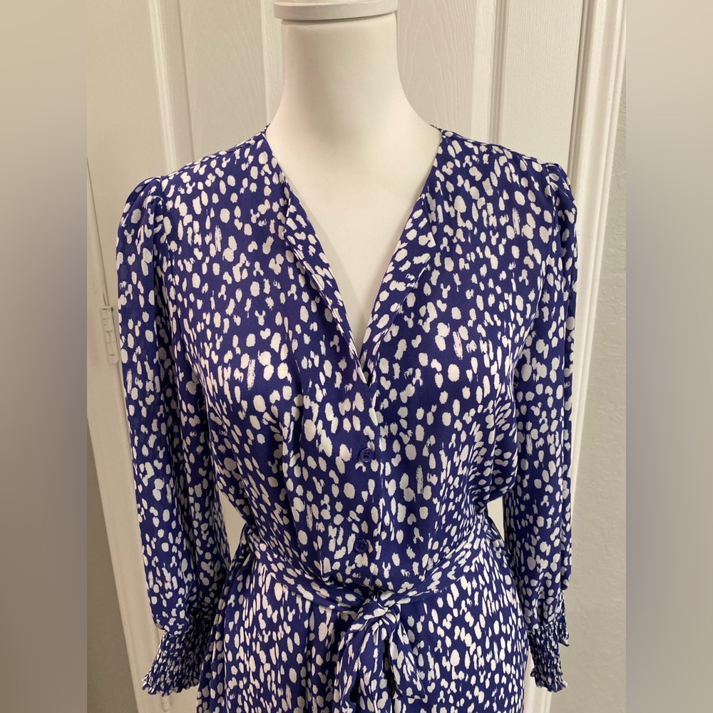 Collective Concepts Blue and White Printed Midi Dress - Picture 2 of 8